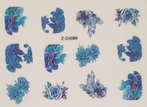 3D Flower Stickers -Blue/Purple